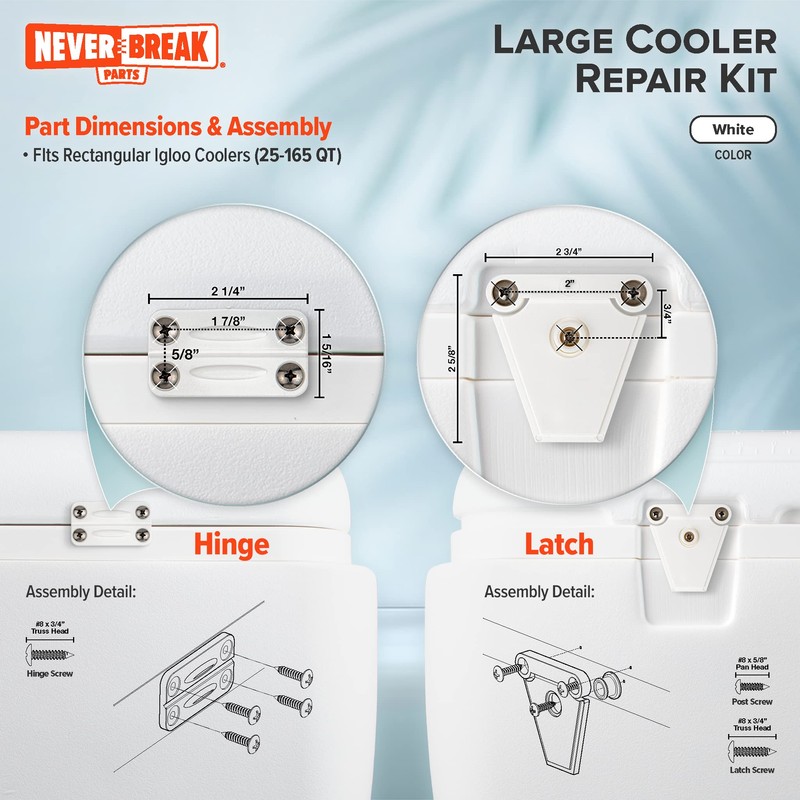 NeverBreak Parts - Igloo Cooler Replacement Parts - Large White