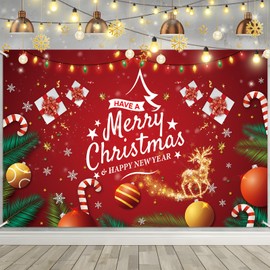 2024 Christmas Backdrop Christmas Decorations Christmas Backdrop Large Xmas Merry Christmas Backdrops Christmas Party Decoration Photo Background (Sparking Golden Day)