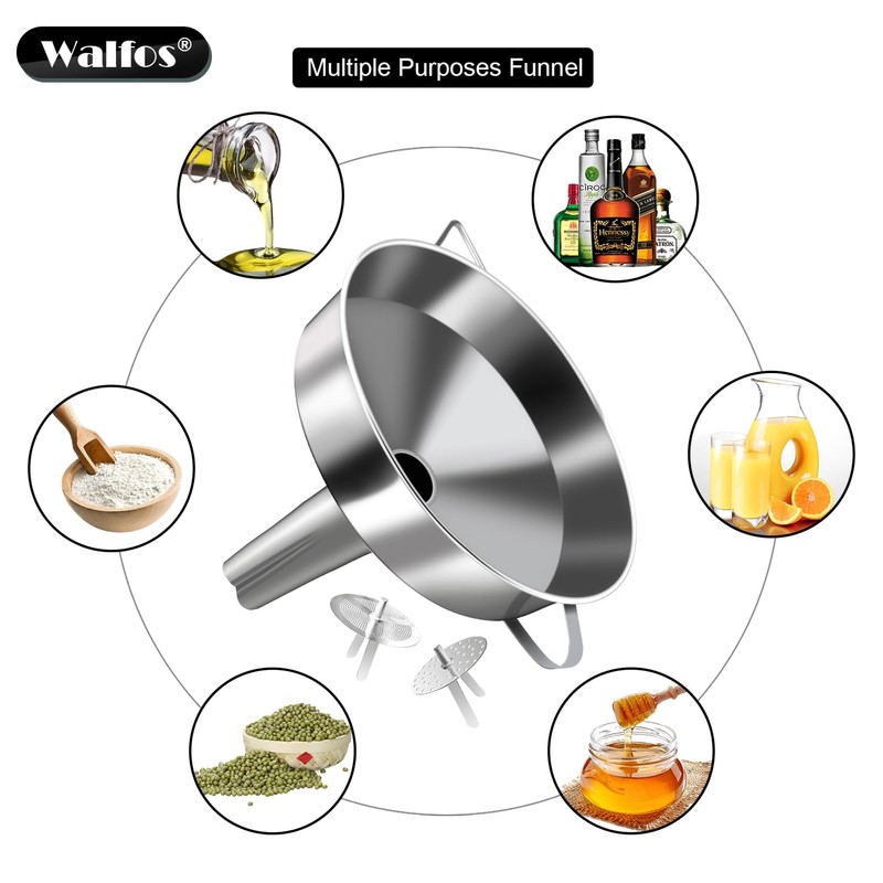 Walfos Extra Large Stainless Steel Funnel with Venting Slot, Kitchen