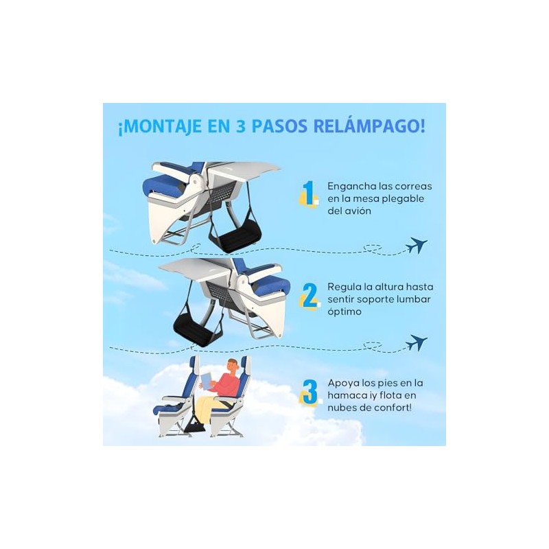 Hamaca de Pie de Avión Ajustable, Hamaca Para Pies Portátil