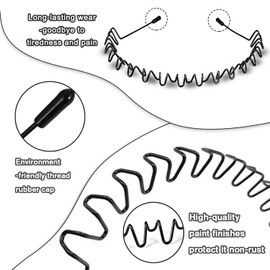 KELUBATU Metal Headbands for Men Fashion Head Band for Women, Wavy Headband Perfect for Outdoor Sports and Daily Use (10 Pack)