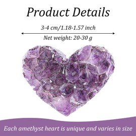 Amethyst Heart Cluster 1"x1.4" Natural Amethyst Crystal Rocks Geodes Purple Witchcraft Gemstone Specimen Valentine Day Gift Energy Balance Reiki Room Decor