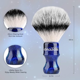 Shaving Brush Beard Brush Anbbas Pure Bagger Hair Nylon Hair Wooden Handle Hair Length 24mm Shaving Whisk Face Washing Brush for Men (Blue)