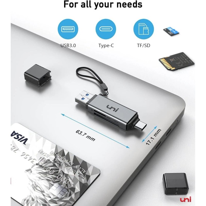 uni USB 3.0/USB C to Micro SD Memory Card Adapter