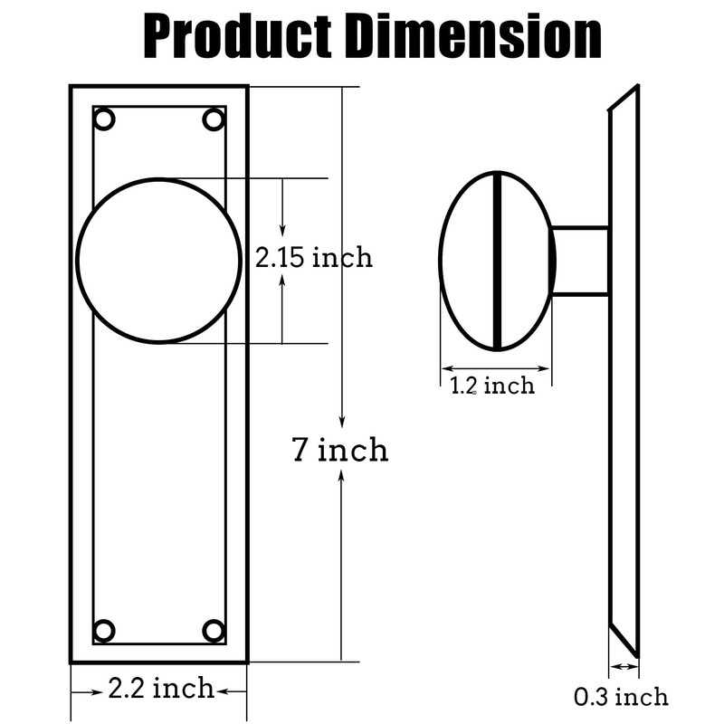 ToPToToo Gold Dummy Door Knob Interior, Inactive Door Knobs for