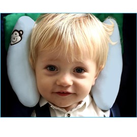 Adjustable Baby Head Neck Support, Portable Toddler Travel Pillow for Car Seat Stroller, Banana Travel Headrest Pillow for Infant, Offers Protection Safety for Kids, Blue