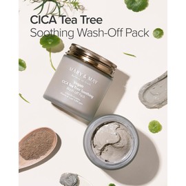 Mary&May Vegan Cica Tea Tree Soothing Wash Off Mask 125g, Blackhead Care, Clean Pores, Sebum Control, Sooth Sensitive Skin, Clay Mask, Korean Facial Mask, marynmay