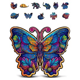 CRAFTHUB Animal Wooden Puzzles for Adults – A4 Galaxy Butterfly with 75 Pieces Wood Puzzles – Jigsaw Puzzles with Unique Animal Shapes – 9.1" x 7.6"