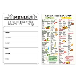 Meal Planner Board, A4 Meal Planner Magnetic for Fridge, Comes with a Kidney-Friendly Food Chart, for Menus, Meals, Memos, Suitable for Kitchen Offices