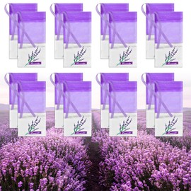 TANCUDER 40 PCS Lavender Bags Empty Sachet Bags Purple Drawstring Lavender Sacks Small Organza Gauze Bag Dried Lavender Flower Closet Wardrobes Freshener Scents with Ribbons for Lavender Spice Herbs