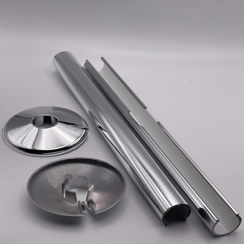 Aretro Chrome Effect Plastic 15mm Radiator Pipe Towel Rail Covers