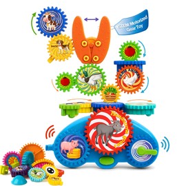 ROHSCE Animal Themed Motorized Gear Toys for Toddlers, STEM Spinning Building Blocks for Kids, Educational Interlocking Gears Puzzle Set, Creative Construction Toy Ages 3-8