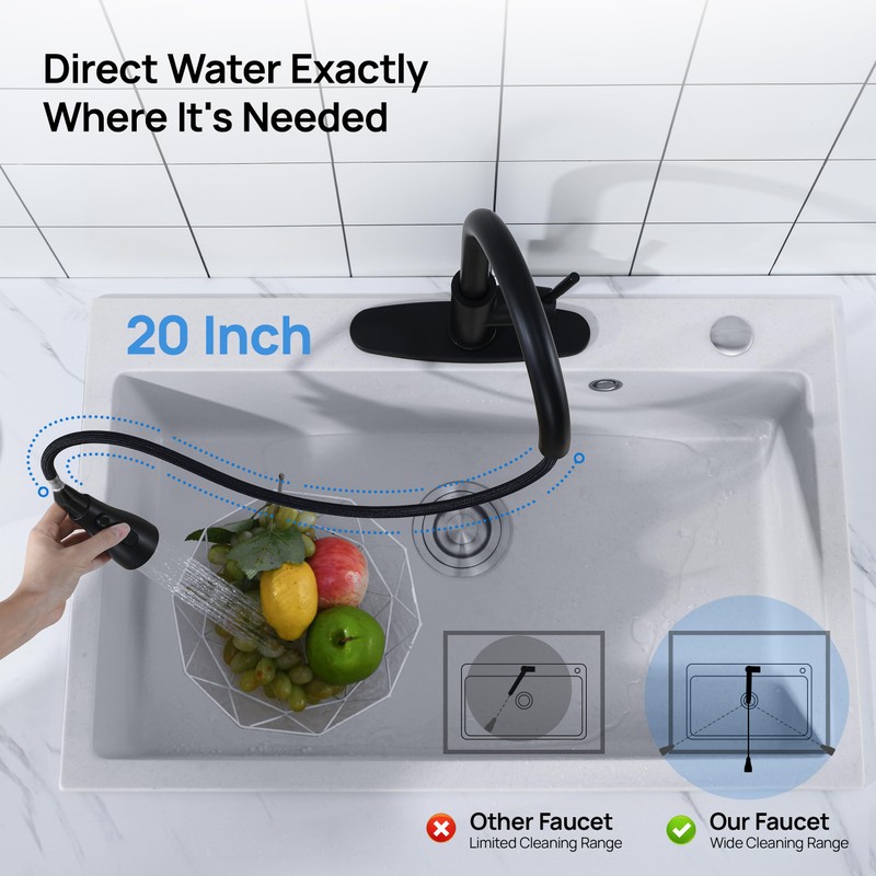 GAGALIFE Matte Black Kitchen Faucets with Pull Down Sprayer -