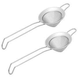 2 Pcs Stainless Steel Small Strainer Fine Mesh Strainer, Mini Cocktail For Cocktails Tea Herbs Coffee & Drinks, Tea with Handle, Rust Proof (2, Silver)