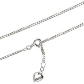 NKlaus 1728 Women's Anklet 925 Sterling Silver Width 2.1 mm Curb Chain with Heart Spring Ring Clasp 25 cm, Sterling Silver, No gemstone