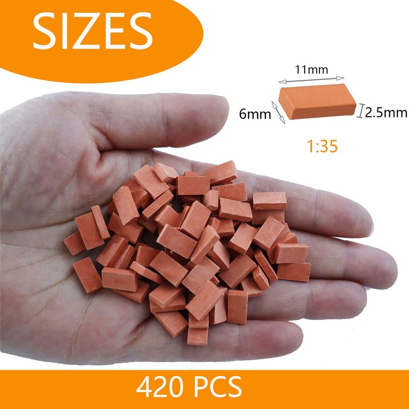 Cayway Pack of 420 Mini Simulation Bricks, 1:35 Mini Scale