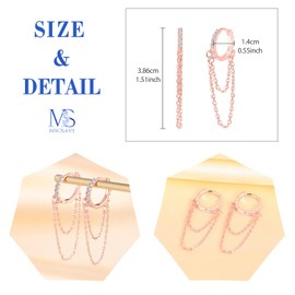 MICSAVI Cubic Zirconia Hoop Earrings with Chain, Silver 925 Women's Hoop Earrings, Dangle Earrings, Drop Earrings, Small Hoop Earrings, Cubic Zirconia Chains Earrings for Women, Girls, Teenagers,