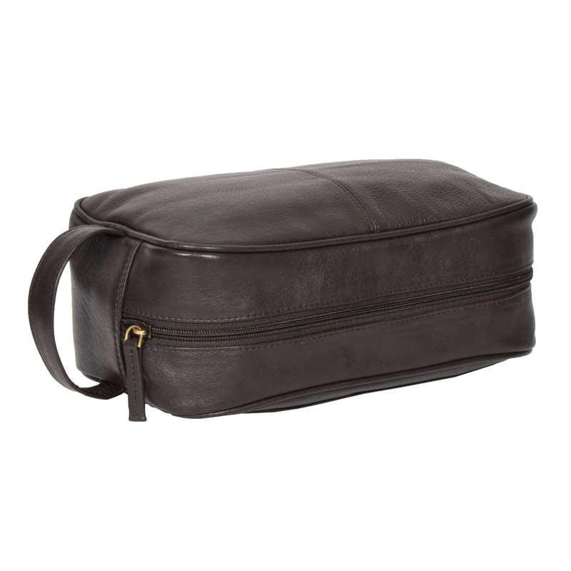 Real Leather Wash Bag for Mens Shaving Dopp Kit Toiletries