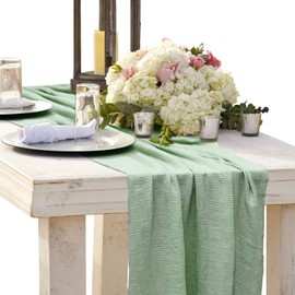 Cheesecloth Table Runner, Sage Green, 80 x 300 cm, Boho Gauze Cheesecloth, Rustic Gauze Table Runner, Decorative Tablecloth for Wedding, Kitchen, Birthday Party