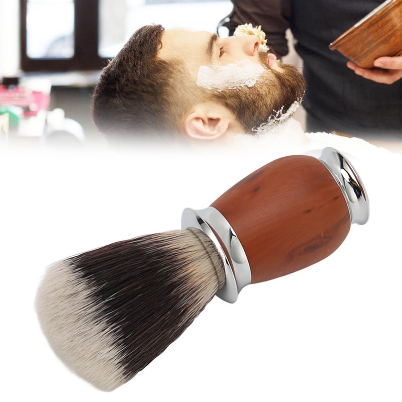 Nylon Men Shaving Brush with Wooden Handle Lightweight Soft for