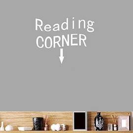 BIBITIME Reading Corner PVC Wall Decal Quotes Vinyl Sticker for School Classroom Library Self-Study Room Student Boys Girls Children Study Salon Room Living Room Bedroom (White, 11.81" x 22.04")