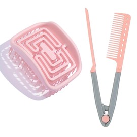 Scalp massage comb combination for Dandruff Removal Scalp Massager for Hair Growth Wet Dry Hair Massager Shampoo Brush+V-Shaped Straight Comb Hairdressing Styling Hair Straightening Comb Clamp