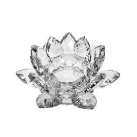 Amlong Crystal Clear Crystal Lotus Tealight Candle Holder 4.5 inch in Gift Box