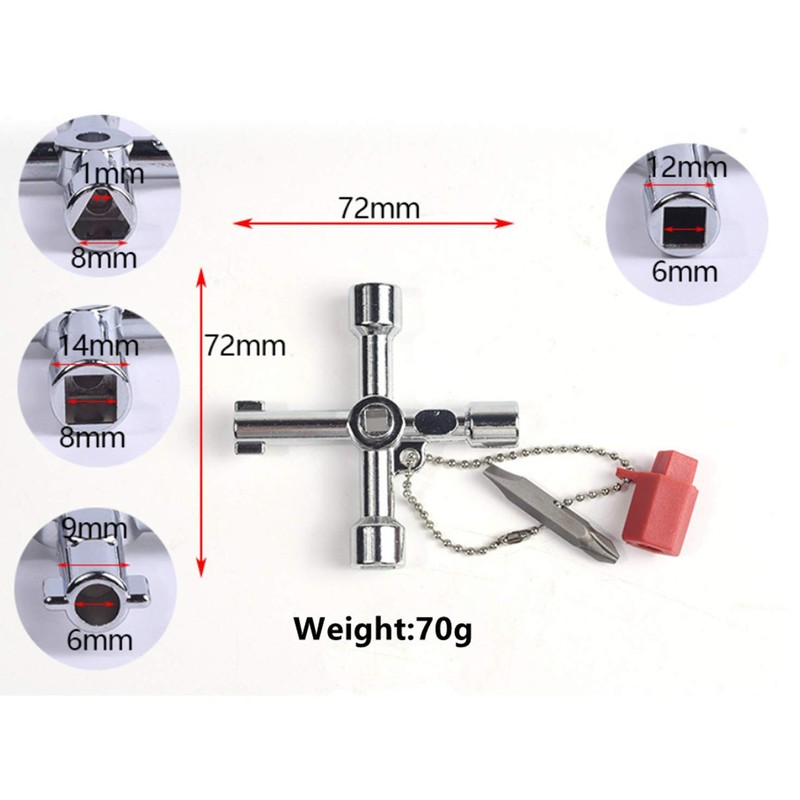 4 in 1 Universal Cross Triangle/Square/Round Key, 4 Ways Multifunction