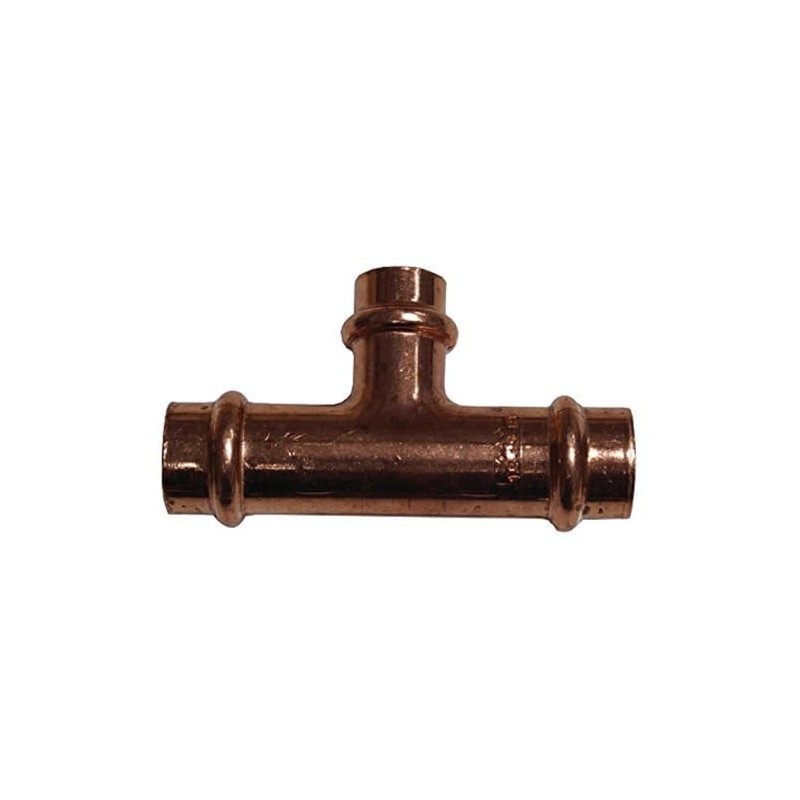 Cornat Press T-piece, copper with reduced outlet, 3 sockets, A