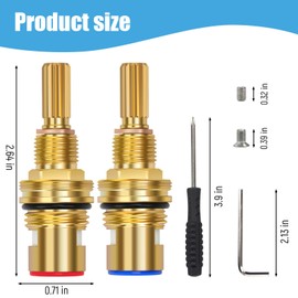 Brass 1-001 & Brass 1-002 Ceramic Valve Cartridge Set, Replacement Hot Widespread Cartridge and Cold Widespread Faucet Cartridge Replacement