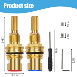 Brass 1-001 & Brass 1-002 Ceramic Valve Cartridge Set, Replacement Hot Widespread Cartridge and Cold Widespread Faucet Cartridge Replacement