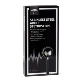 Medline Elite Adult Stainless Steel Stethoscope, Black, High Acoustic Sensitivity