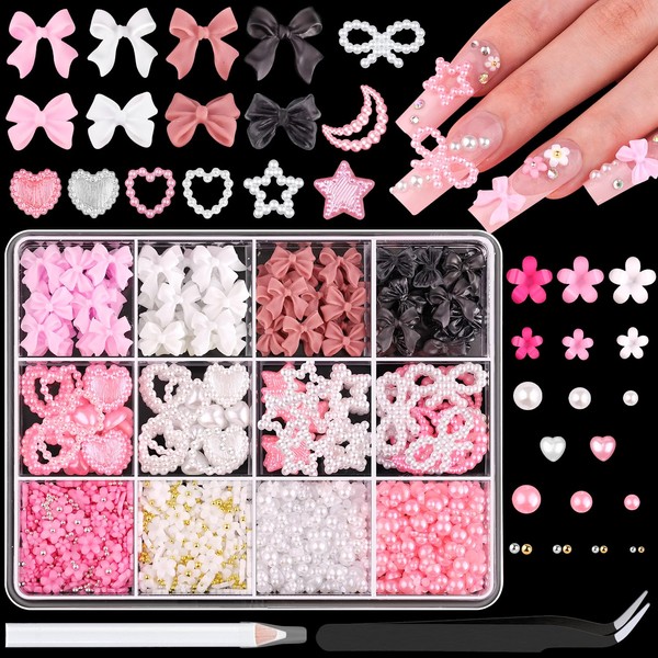 Chunky Nail Charms and Gems Set 1, Girly Coquette Nail