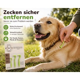 Maili Deluxe Tick Hooks Set of 3 for Dogs, Cats, Horses & People - Tick Remover in 3 Sizes - Remove Ticks Safely without Squeezing - Alternative to Tick Tweezers & Tick Tweezers