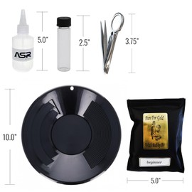 ASR Outdoor 7pc Beginner Level 1lb Paydirt Gold Panning Kit, Prospecting Equipment Tools, Black