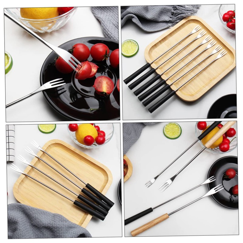 Ciieeo 6Pcs Stainless Steel Fondue Forks Household Dipping Forks with