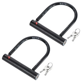 PATIKIL U-Lock Bike Lock with Key, 2 Pack Anti Theft Bicycle Lock, 15mm Zinc Alloy High Security Lock for Bikes Scooters Motorcycle Wheel, Black
