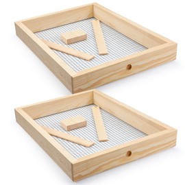 Menkxi 2 Pcs Bee Hive Candy Board Assembled Candy Board for Honeybee Hives Empty Bee Frame Feeder Frames Bee Sugar Hive Top Feeder for Winter Supplies (8 Frame)