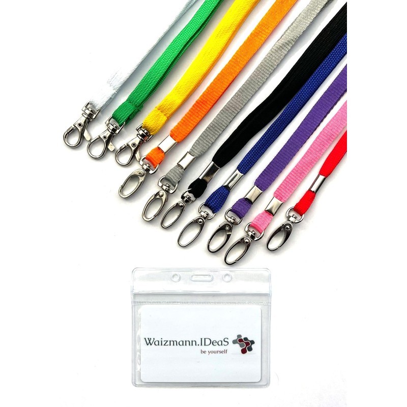 Waizmann.IDeaS® 1 x ID Badge Set Neck Strap Yellow Lanyard