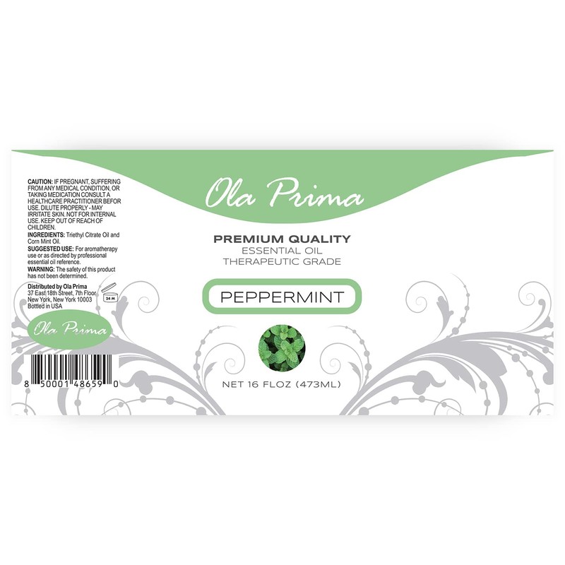 Ola Prima Peppermint Essential Oil Therapeutic Grade 16 oz for