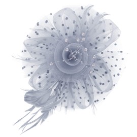 Fascinators Hat for Women Tea Party Hat Kentucky Derby Hats Flower Feathers Headbands Hair Clip for Girls Wedding Hat Grey