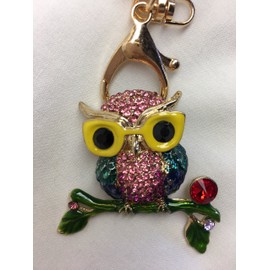 Fashion Bling Rhinestone Owl Keychains Car Key Ring Handbag Keychain for Women Bag Charms Purse Bag Decoration