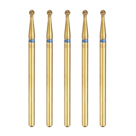 sourcing map 5pcs 120-140 Grits Diamond Grinding Bit 2mm Ball Head 2.35mm Shank 2mm Length Titanium Plated Stone Sanding Drill Bits Rotary Tool for Nails Grinding Polishing