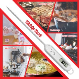 Gentpovth Digital Kitchen Thermometer, Cooking Thermometer with Long Probes, Grill Thermometer, Meat Thermometer, LCD Screen Thermometer, for Kitchen for Cooking, Baking, Baby Food
