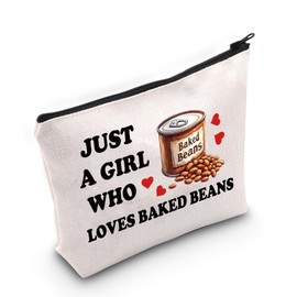 VAMSII Baked Bean Lover Gift Who Loves Baked Beans Makeup Bag Baked Bean G-IRL Cosmetic Bag Baked Bean Design Gift (Who Loves Baked Beans M C)
