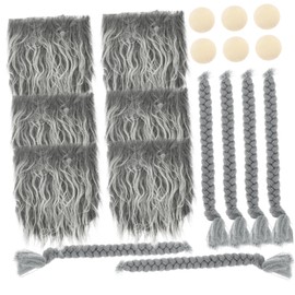LIFKOME 1set Gnome Beards Craft Supplies Pre-Cut Faux Fur Beards for Dolls Home Decor and Holiday Decorations Frost Lightweight and Easy to Use Grey