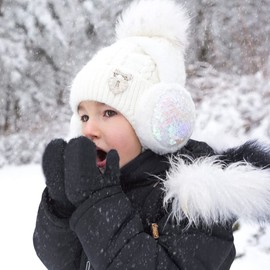 FGSS Kids Winter Stretch Knitted Mittens - Thick Warm Gloves for Boys Girls 4-7 Yrs