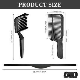 Wide Tooth Detangling Hair Comb Hair Cutting Comb Set with Adjustable Hair Cutting Stencil Transition Comb Stencil for Men Salon (Black)