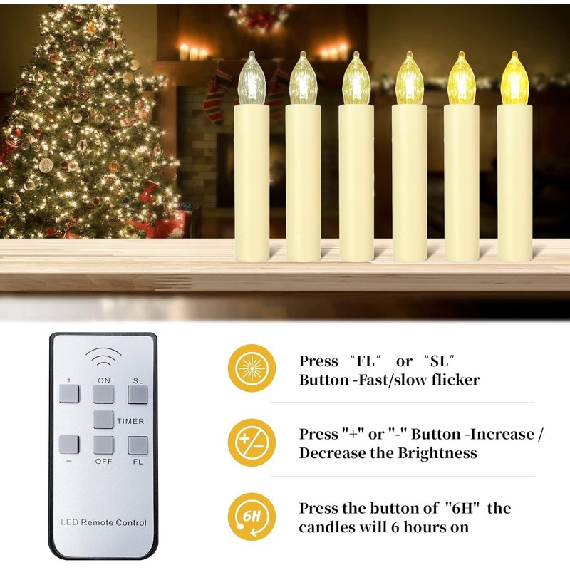 Sunjas 12PCS LED Flameless Candles Battery Operated Christmas Tree Candles