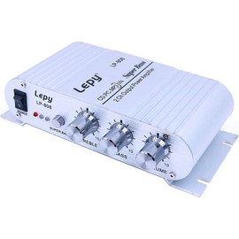 Fasizi LP-808 Portable 12V Mini HiFi Amplifier with 3A Power Supply for Home Car Phone - Silver